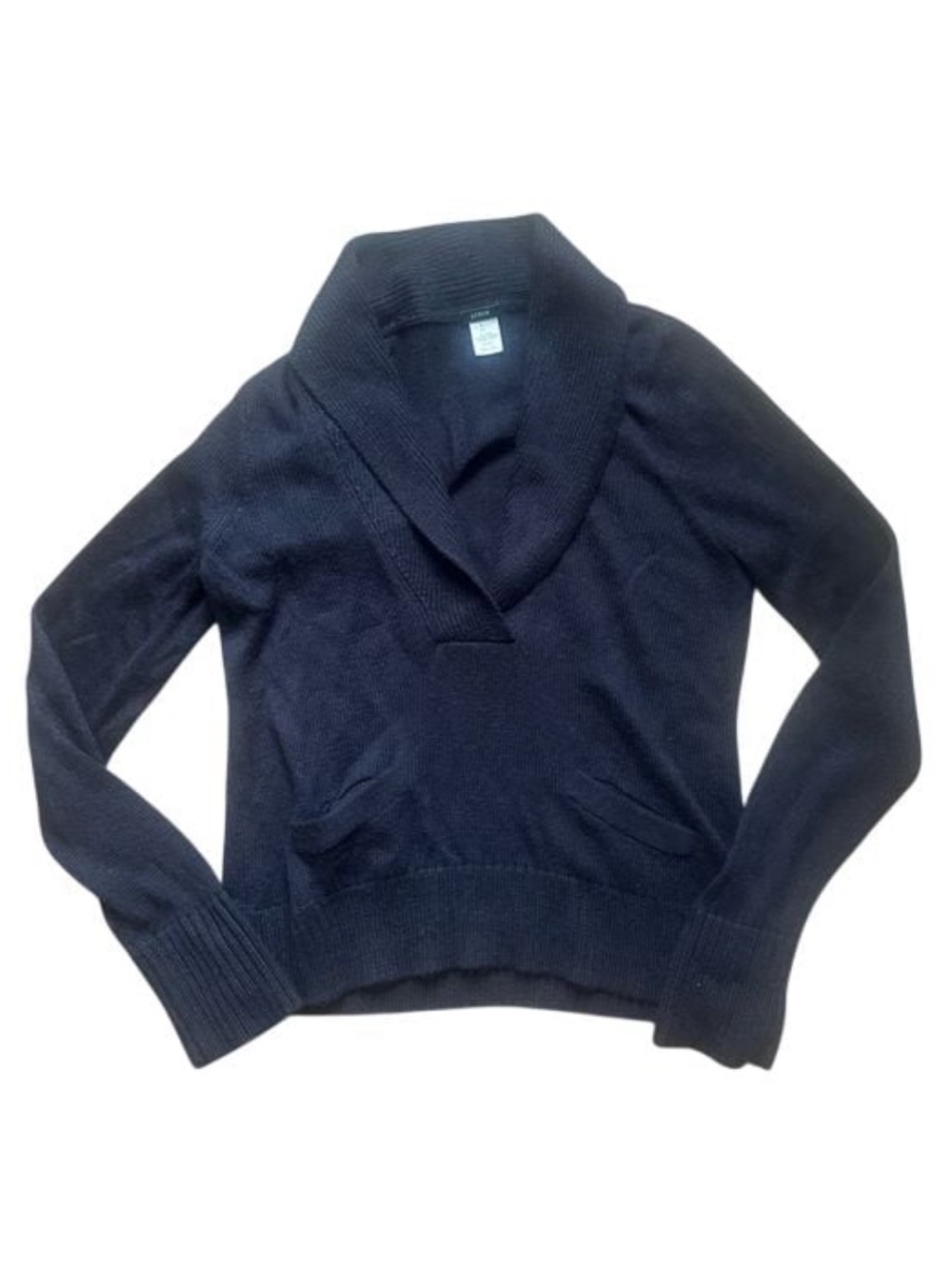J.CREW Navy Shawl Collar Alpaca Merino Wool Sweater